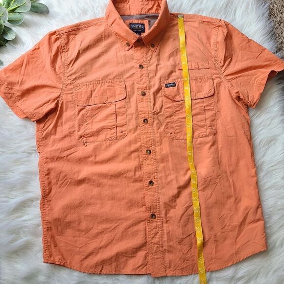 SMITH'S Workwear Salmon Short Sleeve Button Down Shirt Medium - Picture 4 of 9